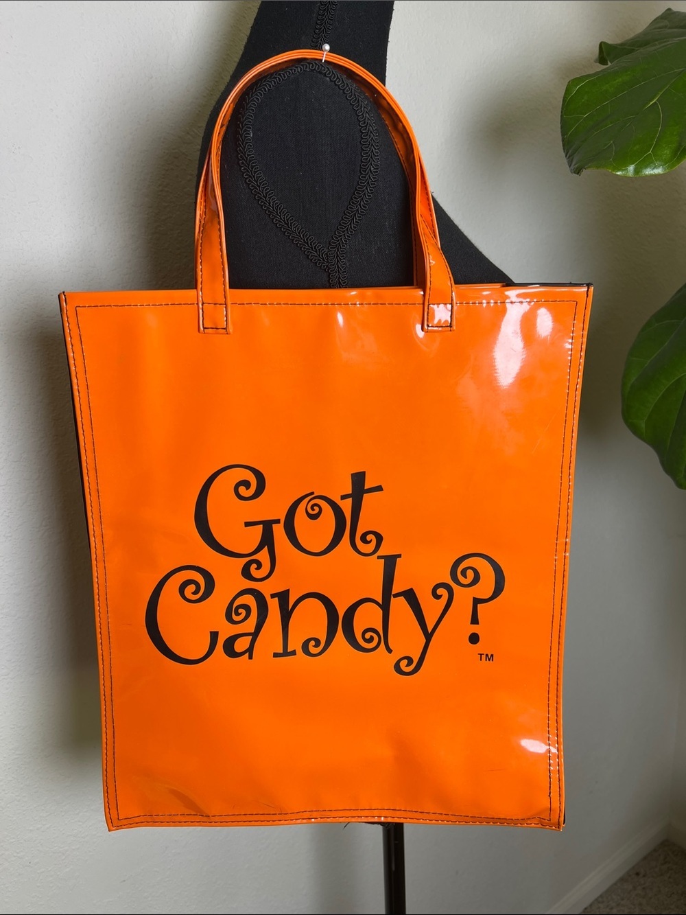 Got Candy? Vegan Faux Leather Orange Black Tote Bag From Early 2000s